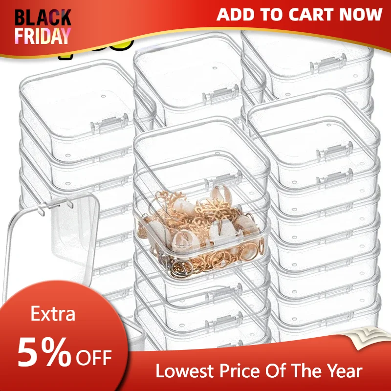 Transparent Plastic Jewelry Storage Box Mini Storage Box Container Portable Earring Ring Earplugs Packaging Storage Case