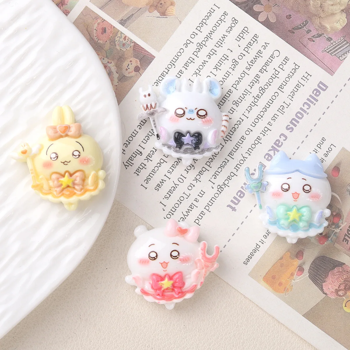 5pcs Cartoon DIY Resin Accessories Skirt Chikawaii Resin Flatback Cream Glue Handmade Hairpin Mobile Phone Case Charms