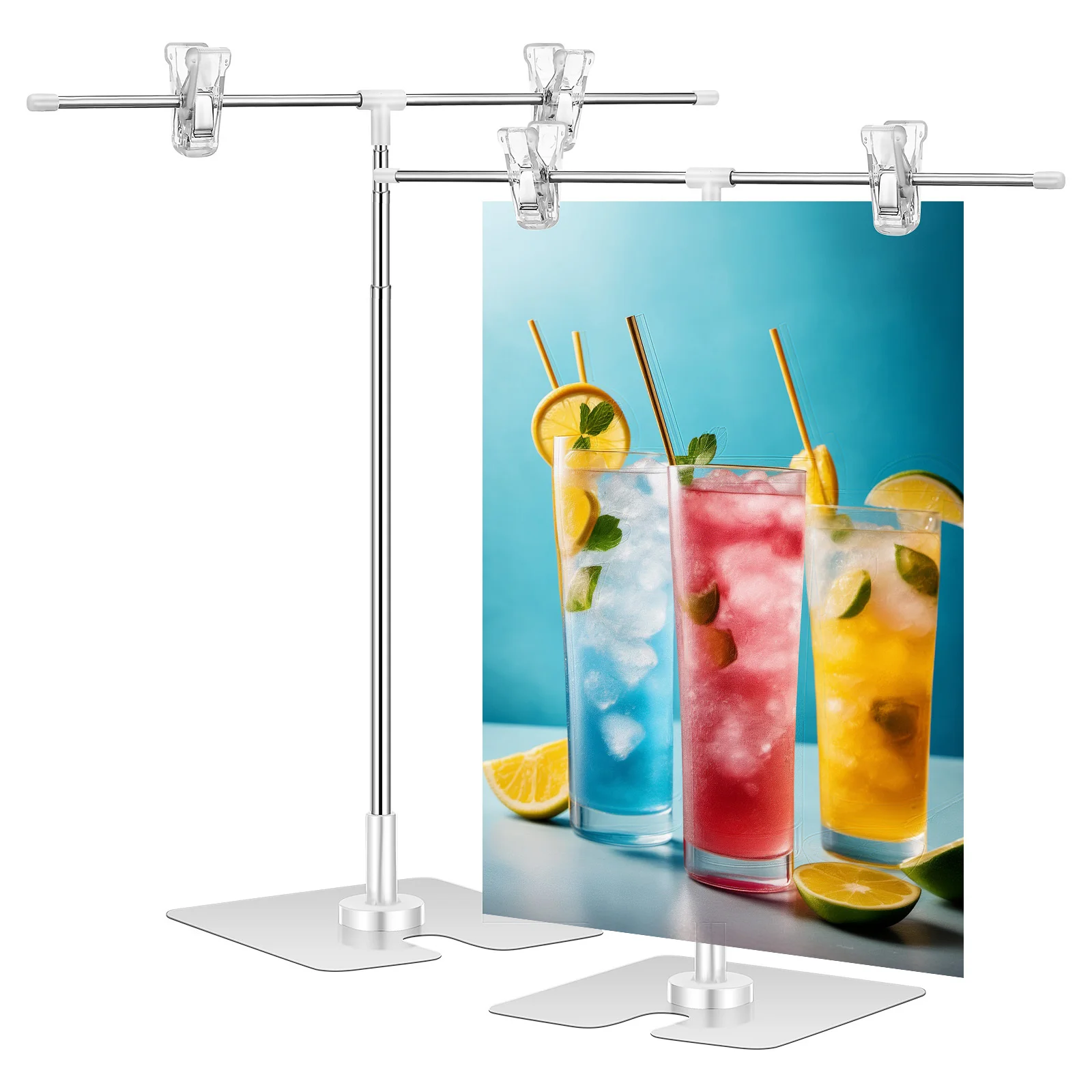 2 قطعة مجموعة حامل عرض قابل للتعديل حامل ملصق مرن منبثق لطاولة الأرضية حامل عرض علامة محمول للتجارة #3