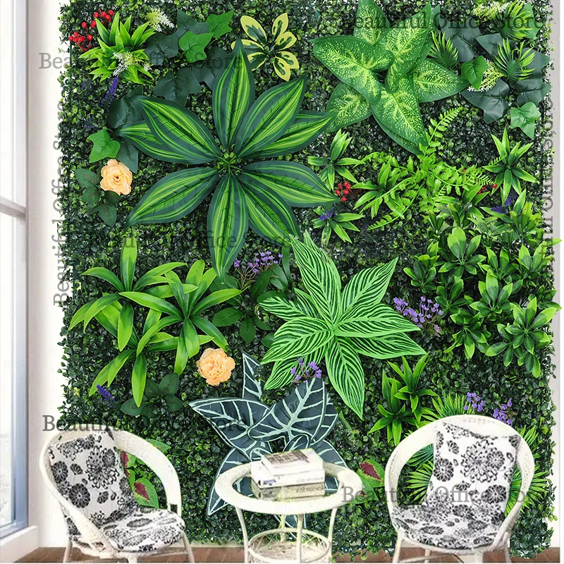 

50x50cm Artificial Plant Green Wall Landscape Home Garden Jungle Decor Fake Plants Plastic Lawn Wall Panels Garden Fence Decorat