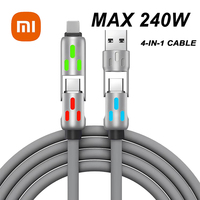 Xiaomi 4 in 1 Multi Connectors Charger Rotating Elbow USB to Type-C Mobile Phone 240W Fast Charging Silicone Cable Data Transfer