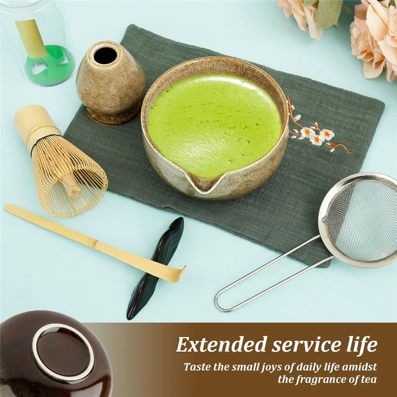 

A84X- Matcha Kit 7PCS Whisk Set For Tea Lover Includes Bowl Scoop Sifter Perfect For Home Camping Art Use