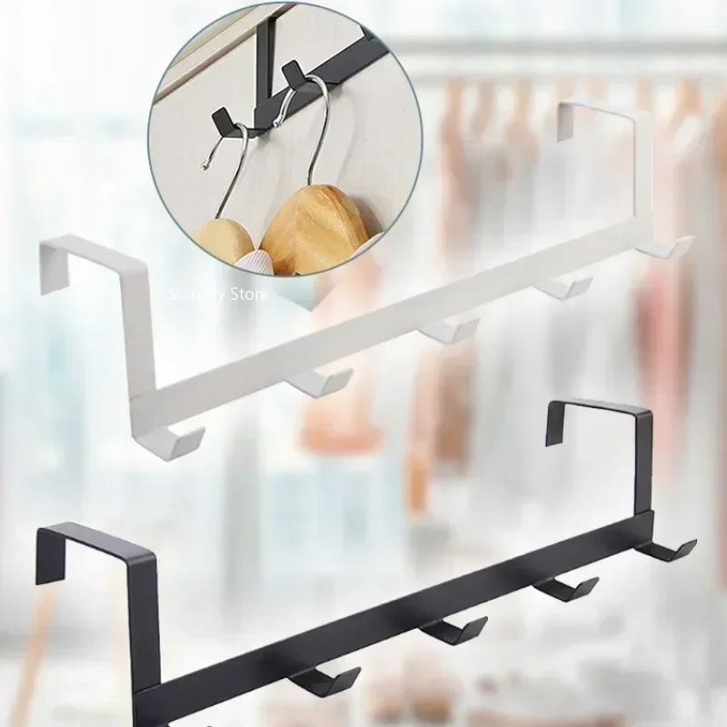 Coat Hook Rack Over The Door 5 Hooks Home Organizer Metal Hanging Rack Cloth Coat Hat Hanger Bathroom Kitchen Accessories