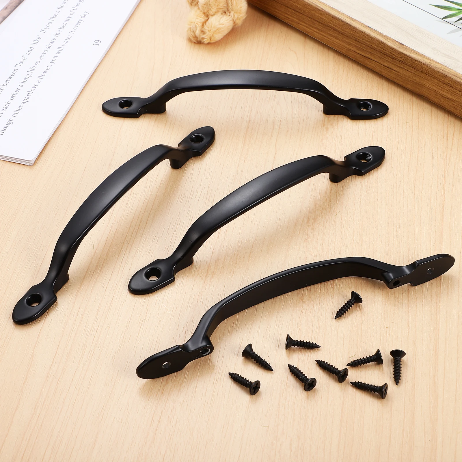 

2pcs Cabinet Handles Kitchen Cabinet Hardware Durable Material Black Door Hardware for Wardrobes Kitchen Cabinets Furniture