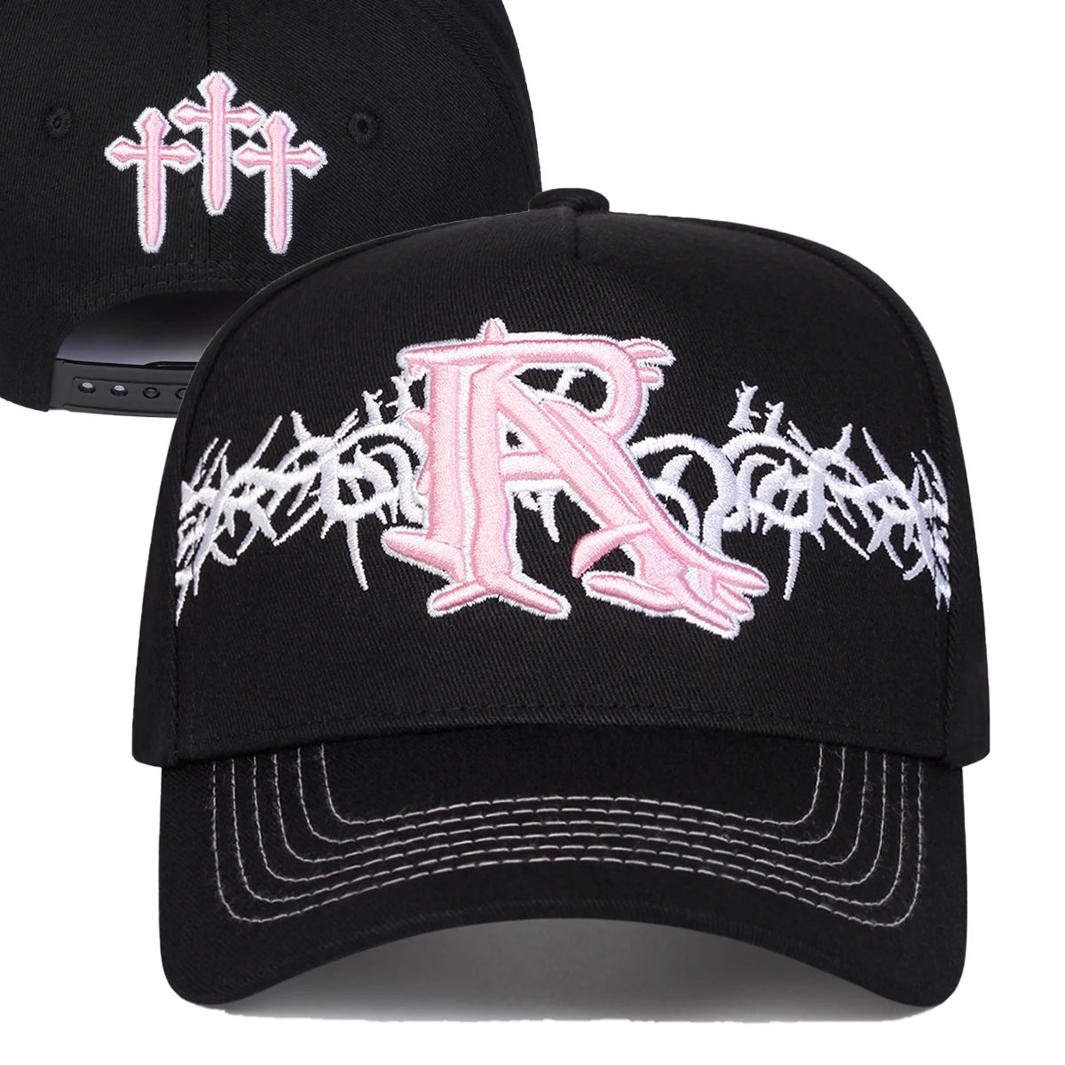 Unisex R Cross Embroidery Baseball Caps Spring Autumn Outdoor Adjustable Casual Hats Sunscreen Hat Sports Cap