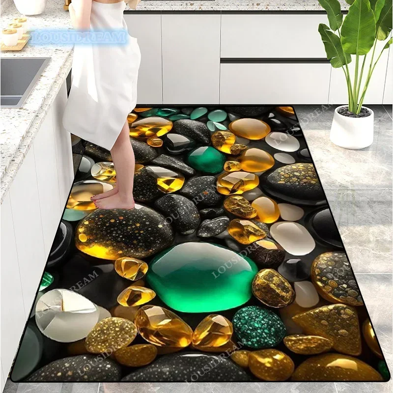 Creative Pebble Carpet Bedroom Sofa Colorful Stone Floor Mat Bathroom Door Mat Absorbent and Non slip Rugs Kitchen Mat