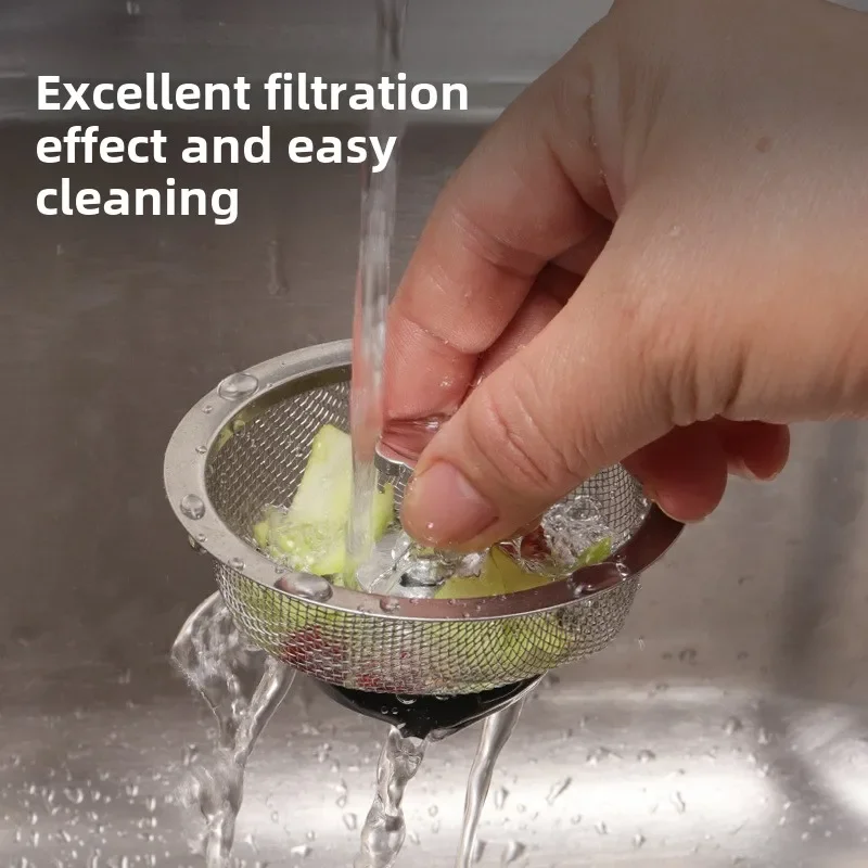 Kitchen Stainless Steel Filter Screen Vegetable Basin Sink Sewer Garbage Anti-blocking Cover Slag Deodorant Net Leakage