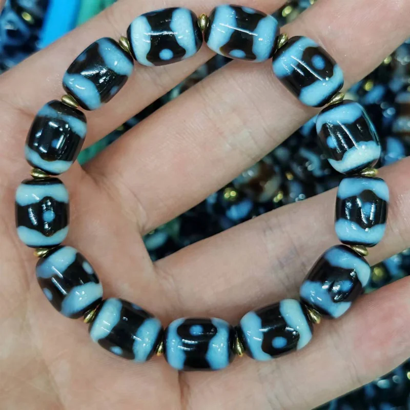 

Black And White Penetrating High Oil Agate Dzi Bead Unisex Bracelet Accessory Retro Ethnic Style Fashion Versatile