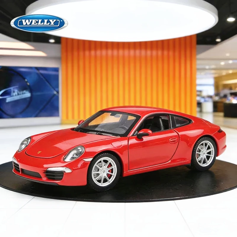 

WELLY 1:24 Модель спортивного автомобиля Porsche 911 Carrera S 991 Coupe из сплава, литая под давлением, металлическая модель гоночного автомобиля, имитация, подарки для детей