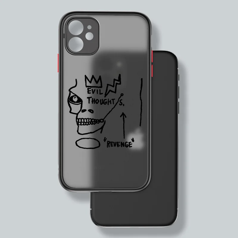 Jean Michel Basquiat Art Graffiti For Apple iPhone 15 14 13 12 11 XS XR X 8 7 Pro Max Plus Pro Frosted Translucent Phone Case