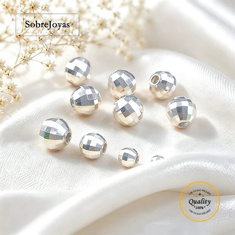 925 Sterling Silver Faceted round Mirror Beads 2/5mm Disco Ball Design for Jewelry Making - Bracelets And Necklaces