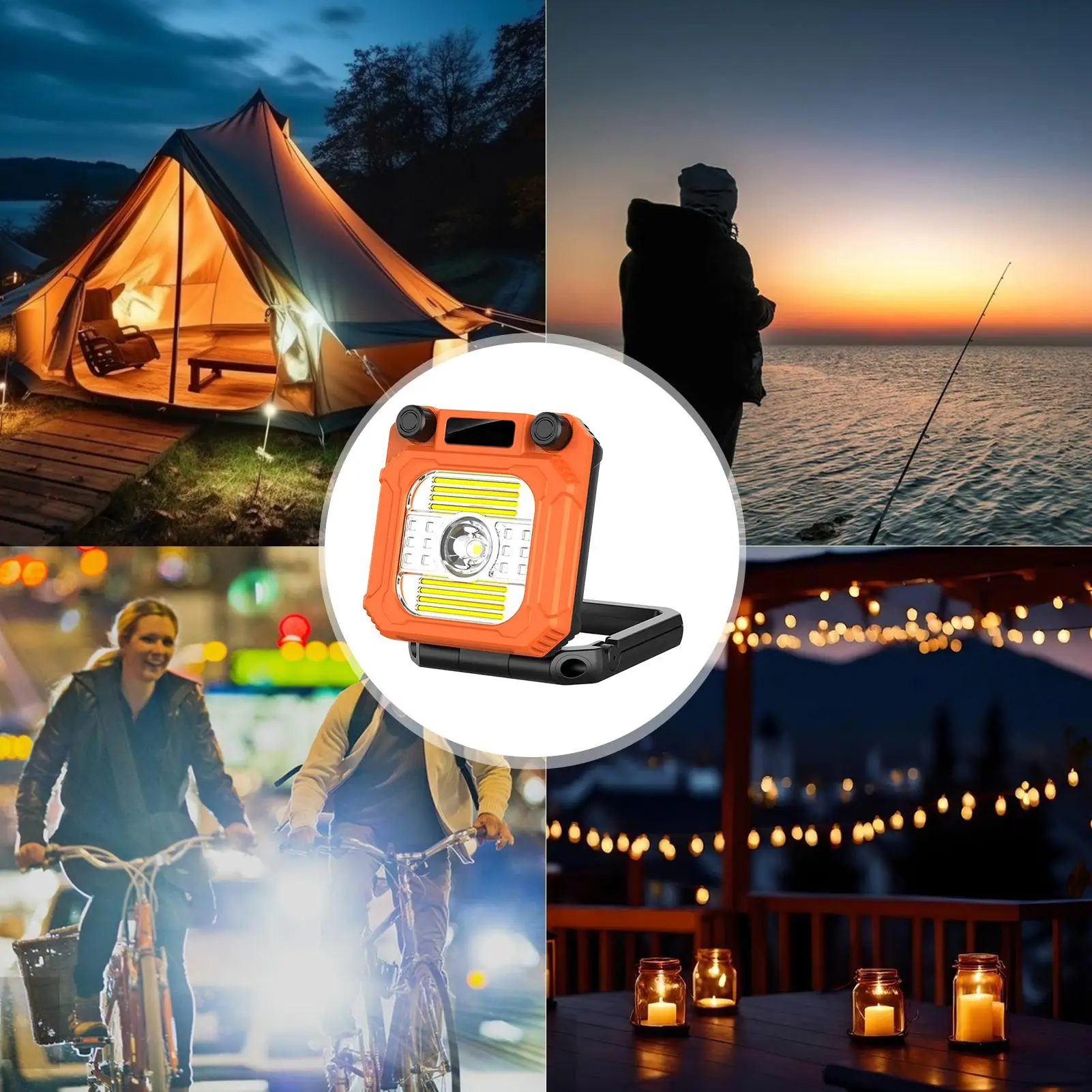 Camping Lights Magnetic Flashlight Rechargeable Portable Folding 3200mAh Lights For Camping With LCD Display For Outdoor Patio