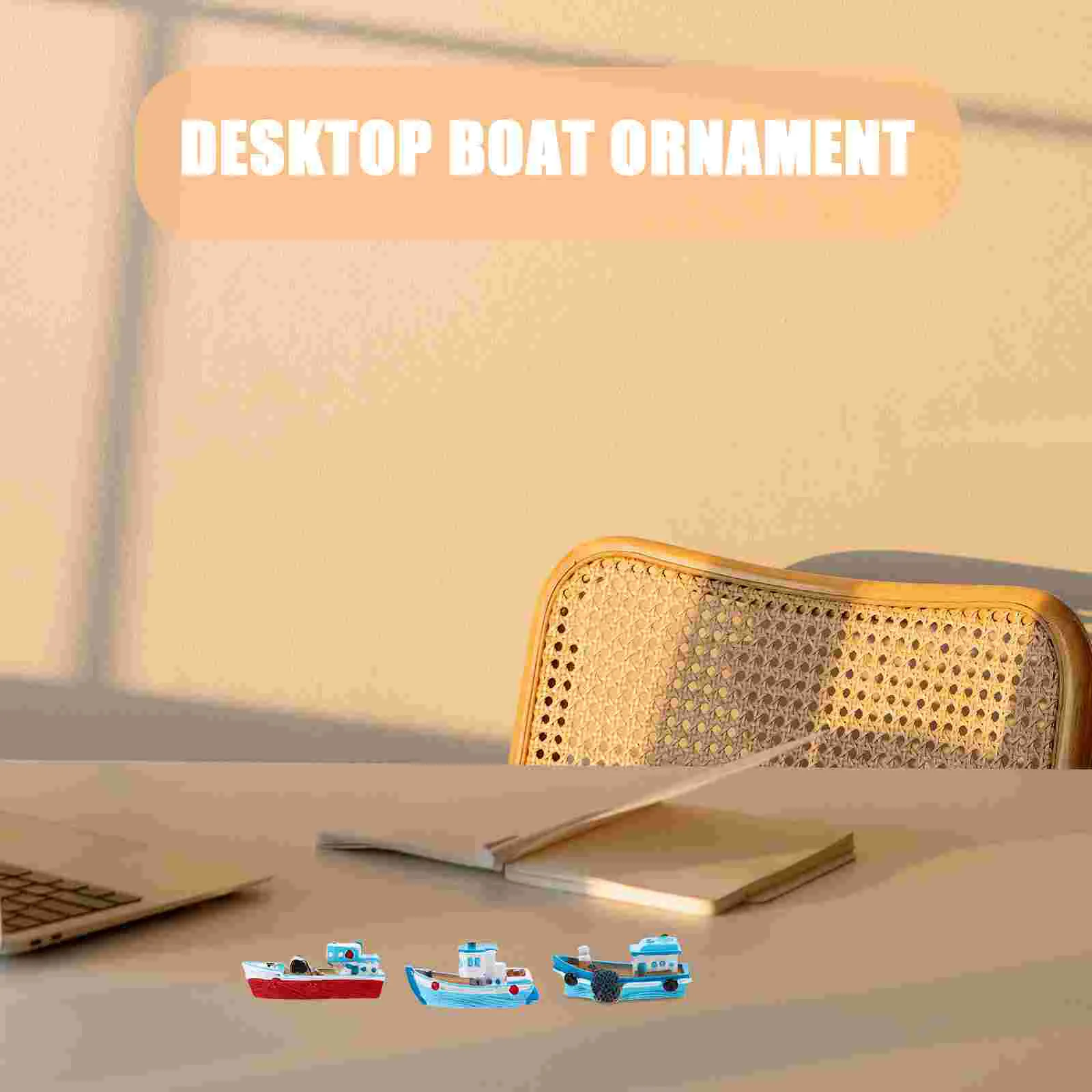 4 Pcs Beach Toys Decor Fishing Boat Ornaments Decoration Model Ship Adornment Resin Crafts Cake Desktop Mini Child