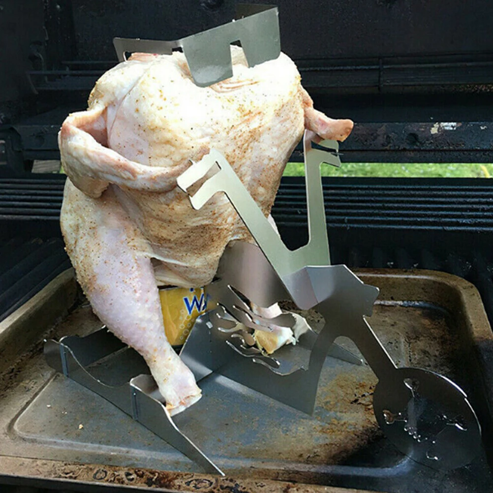 

Portable Stainless Steel Roasting Rack Stand for Chicken Barbecue Outdoor BBQ Grilling Parties Gatherings