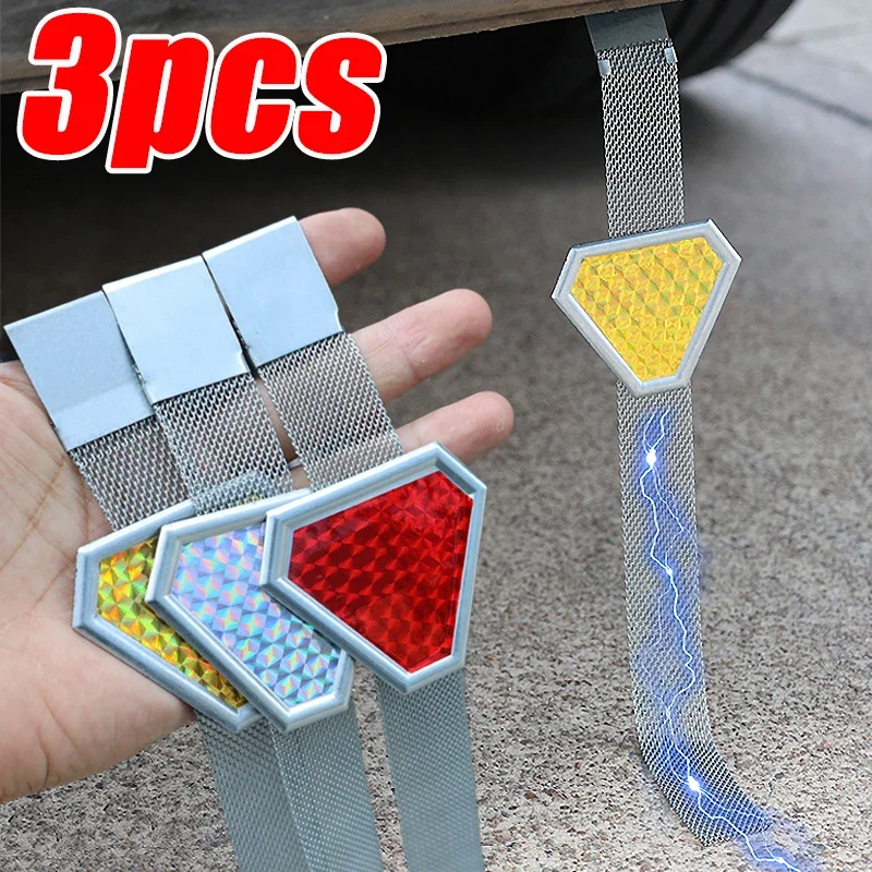 3/1PCS Car Anti-Static Belts Night Driving Safety Warning Reflective Strap Auto Electrostatic Canceller Belt Cars Accessories