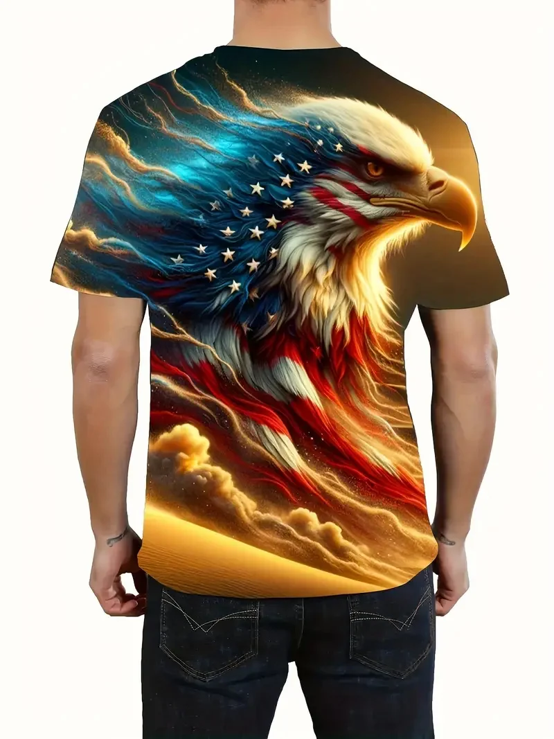 Men's Vintage T-shirt Big Country Eagle Print neutral street T-shirt Men Fitness crewneck Casual T-shirt Outdoor Fashion T-shirt