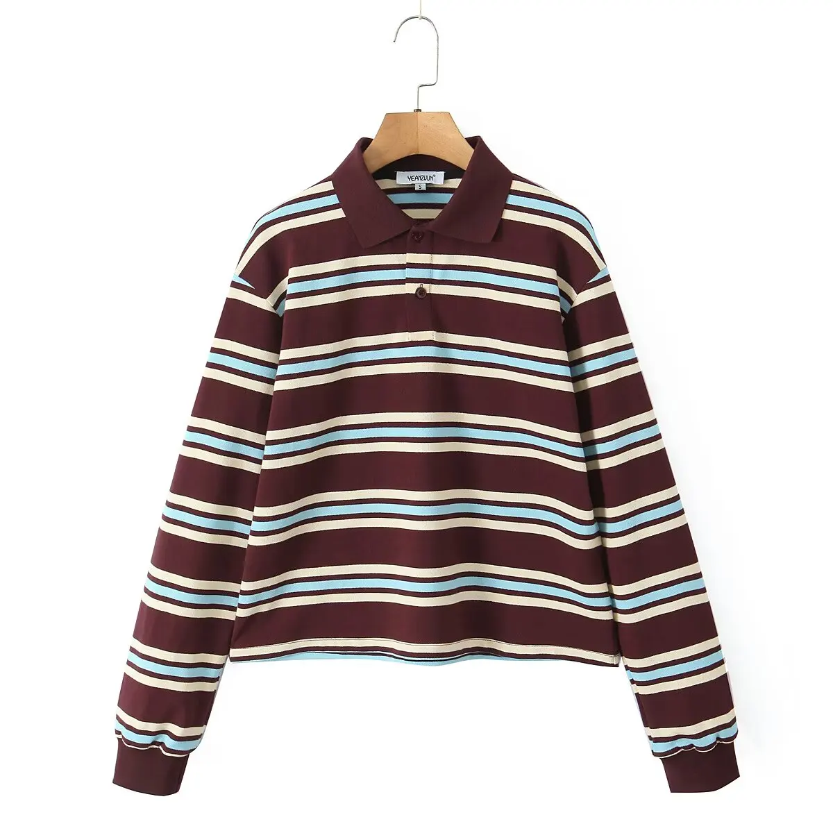 Summer 2025 Polo Shirts Woman Long Sleeve Tops Women Striped Vintage Clothes Po…