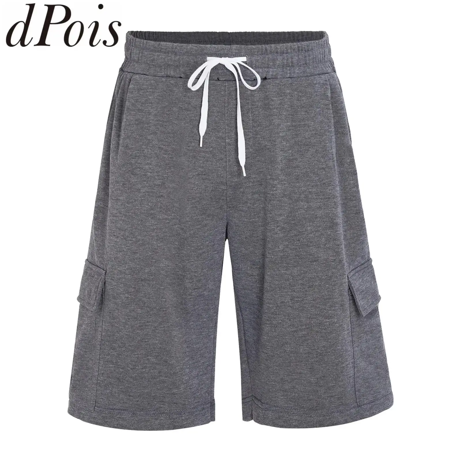 men-casual-sports-running-cargo-shorts-drawstring-elastic-waistband-loose-shorts-with-multi-pocket-for-outdoor-activities