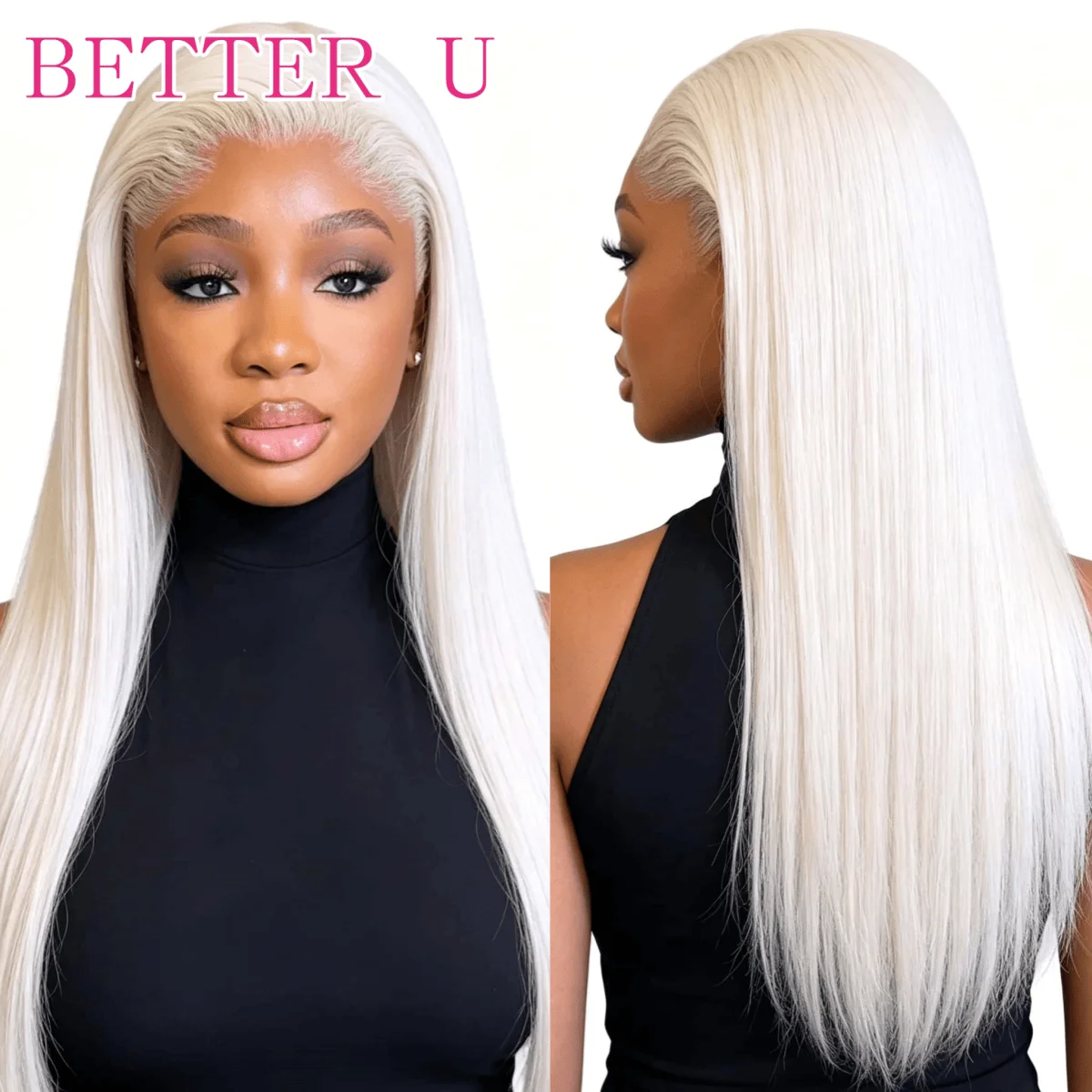 Platinum 13x4 13x6 HD Lace Frontal Human Hair Wigs #60 Pre-Plucking White Blonde Colored Straight Lace Frontal Wig For Women