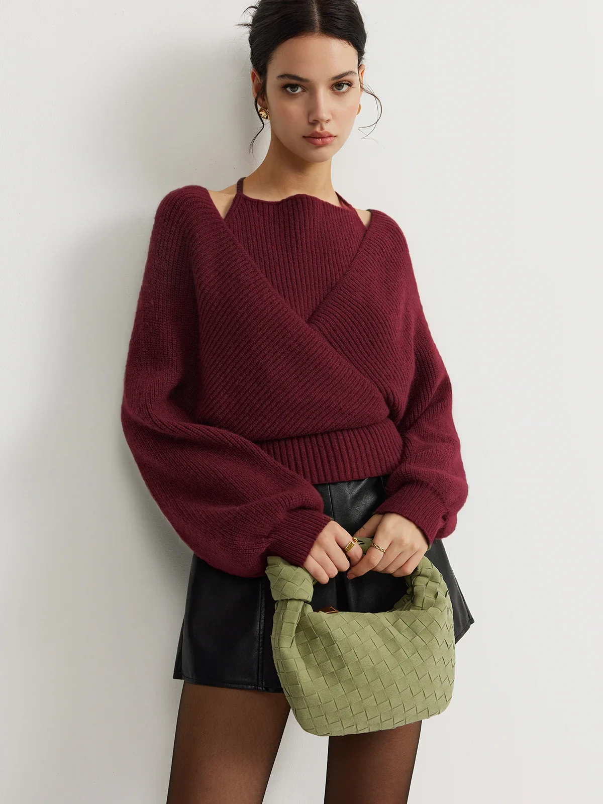 

Новый осенне-зимний повседневный женский вязаный темпераментный свитер с воротником-стойкой, пуловер с длинными рукавами, топ, трикотаж, женская уличная одежда