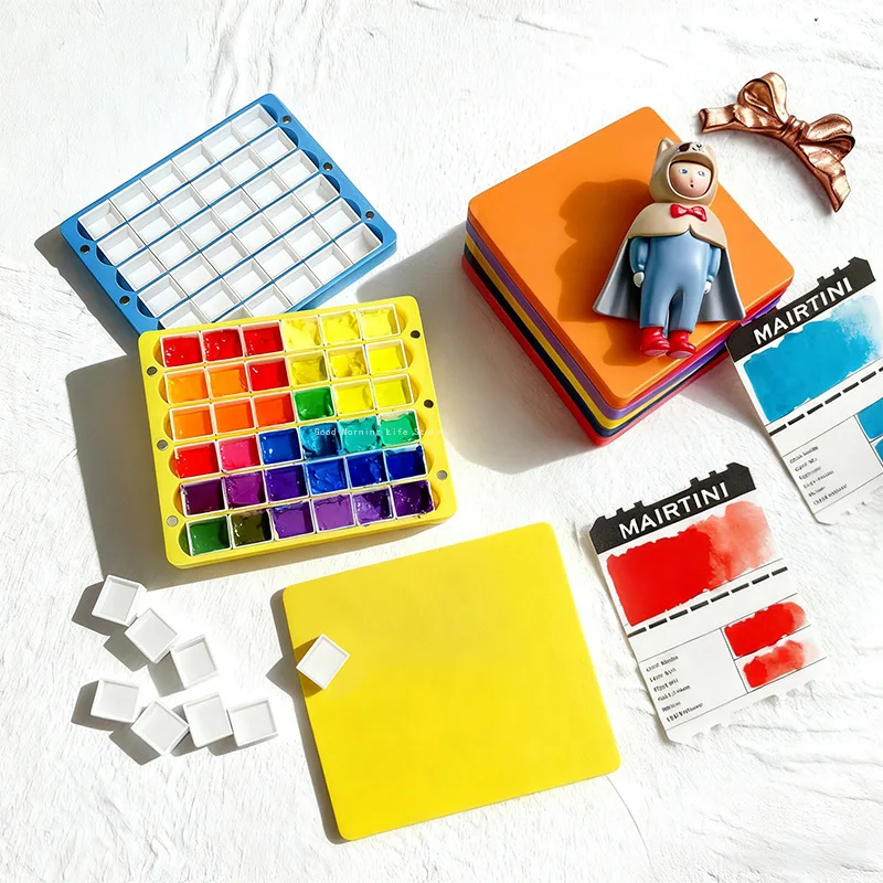 36-grid Magnetic Attraction Paint Packaging Storage Box Watercolor Solid/Liquid Paints Powder Pigment Subpackage Storage Box
