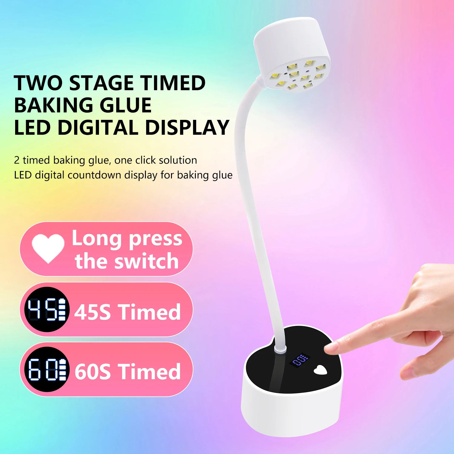 Intelligent induction nail lamp, adjustable seconds, 360-degree twist, drying nail pieces, special for nail shops.
