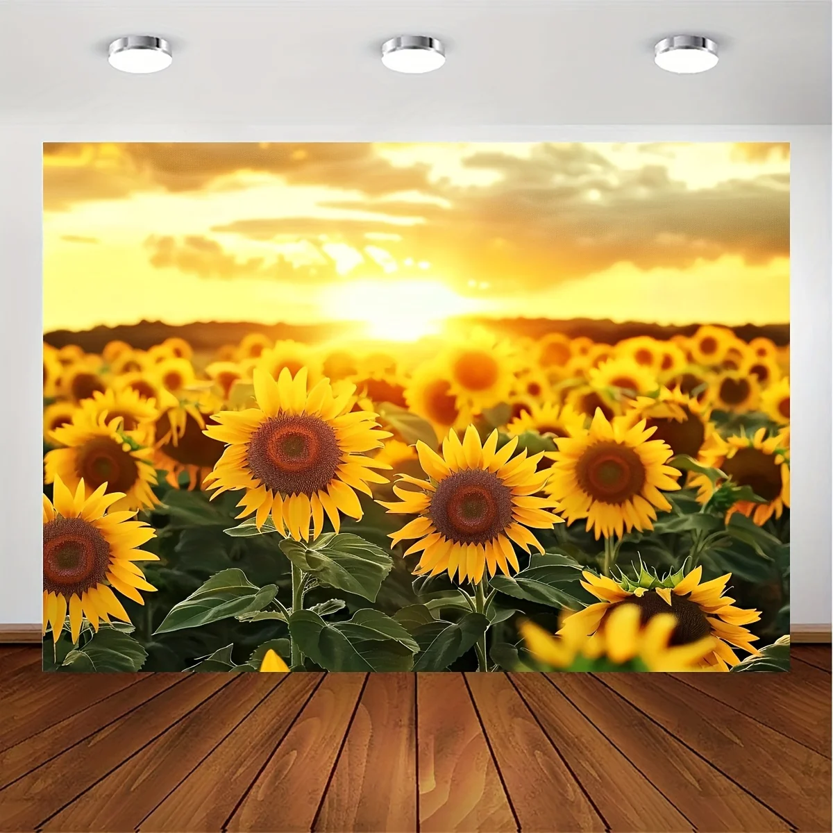 Lebendige Sonnenblumen Feld Fotografie Hintergrund-Herbst Sonnen untergang gelbe Blumen Party Foto Hintergrund Wandteppich mit reicher Textur