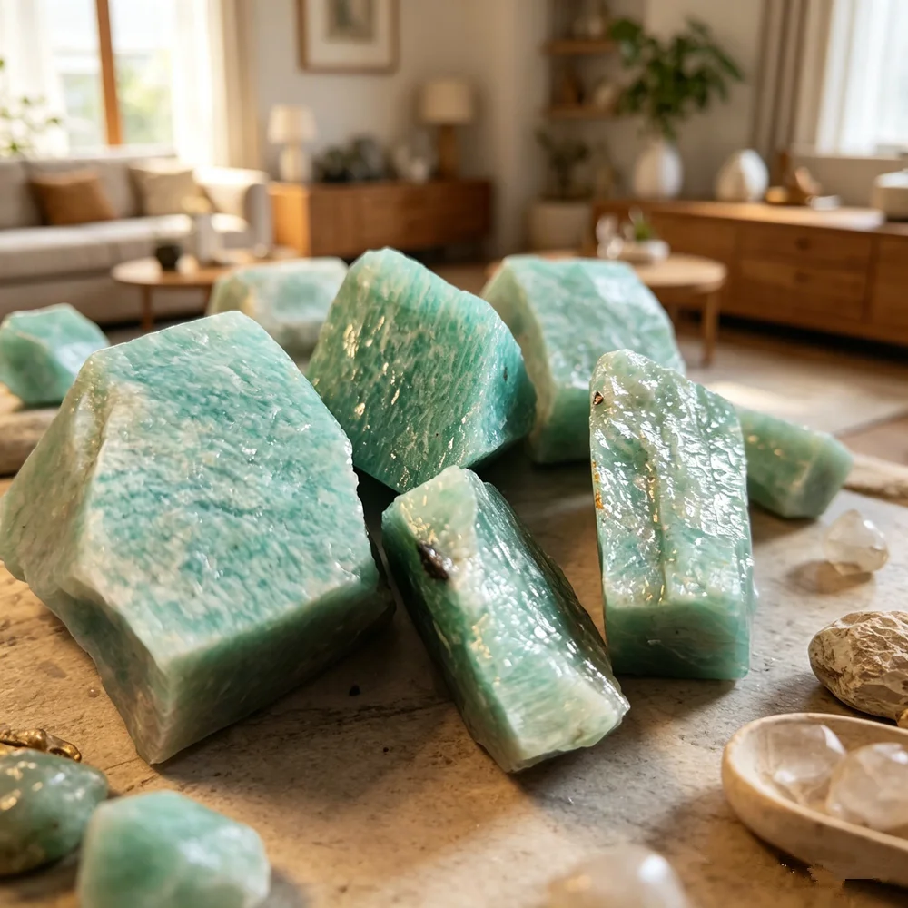 Natural Amazonite Raw Stone Rough Quartz Crystal Reiki Healing Energy Gemstone Mineral Specimen Home Decoration Stone