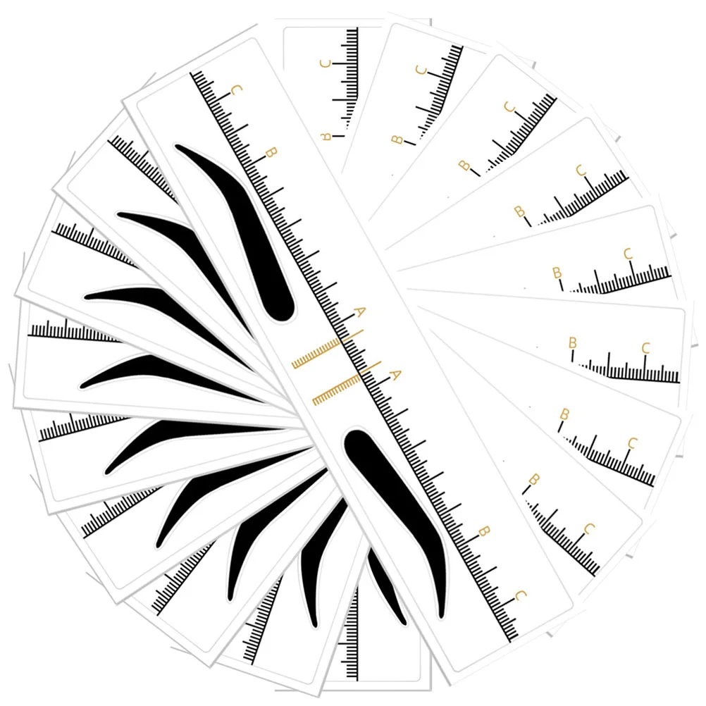 50 Stück Aufkleber Augenbrauen Positionierung Lineal Messwerkzeug Messform Gestaltung Gelbe Schablonen Zeichnung
