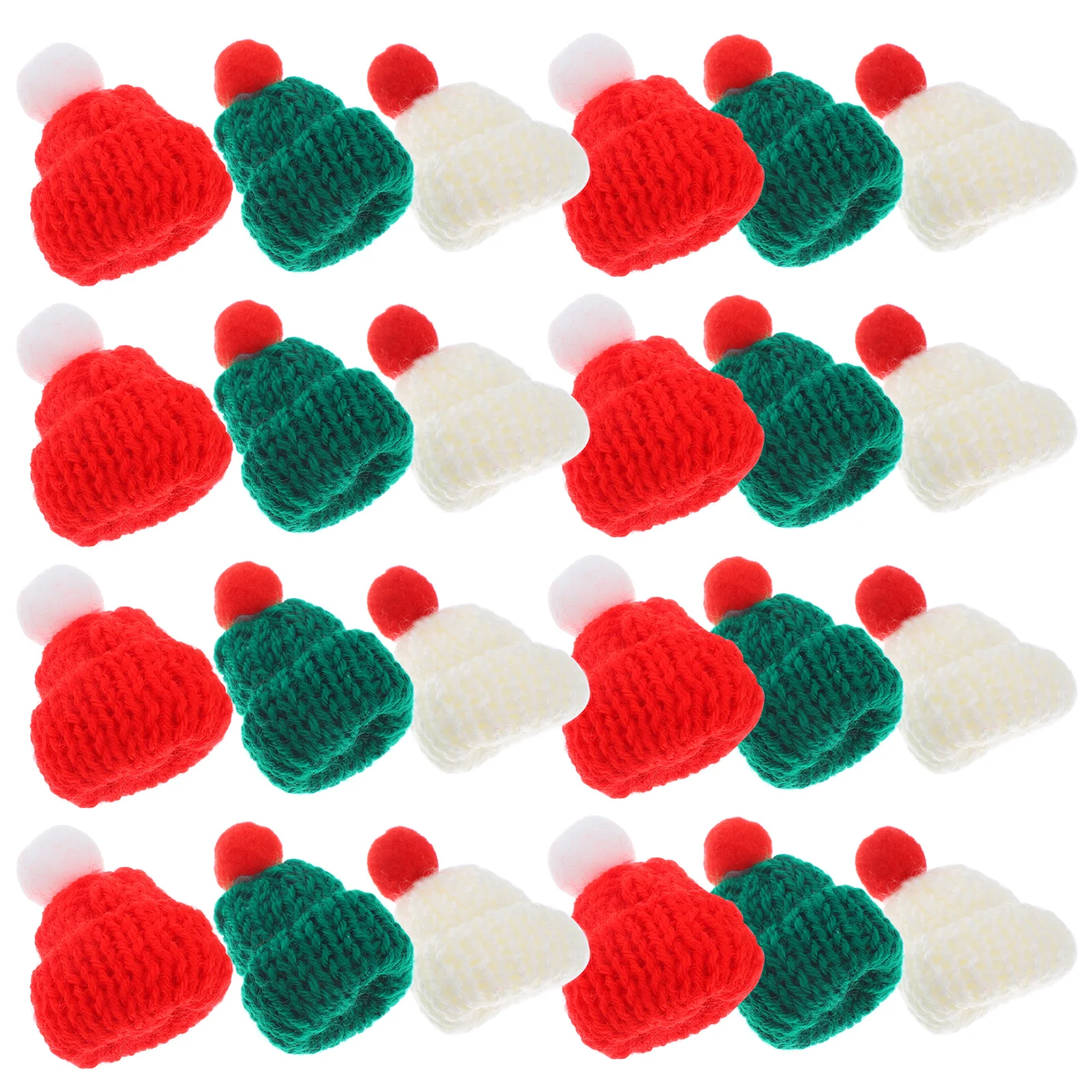 

24 Pcs Woolen Beanie Christmas Decor Mini Hats Baby Yarn Knitting Tree Ornaments Xmas Craft