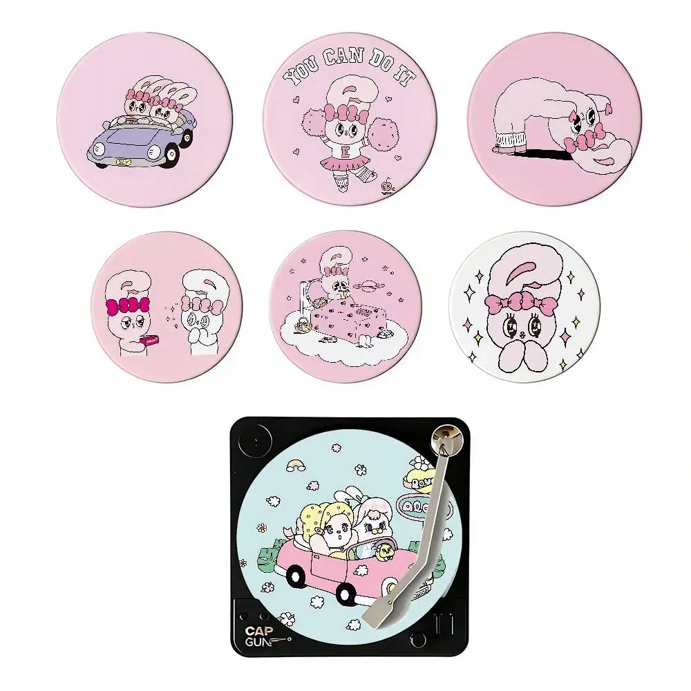 

E-Esther Bunny Wooden Coasters, Heat-resistant Beverage Coasters, Suitable For Various Beverages, Suitable For Use On Hom