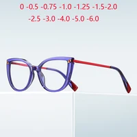 Gafas para miopía con montura morada transparente para mujer TR90, gafas graduadas antirayos azules de 0-0,5-0,75 a-6,0