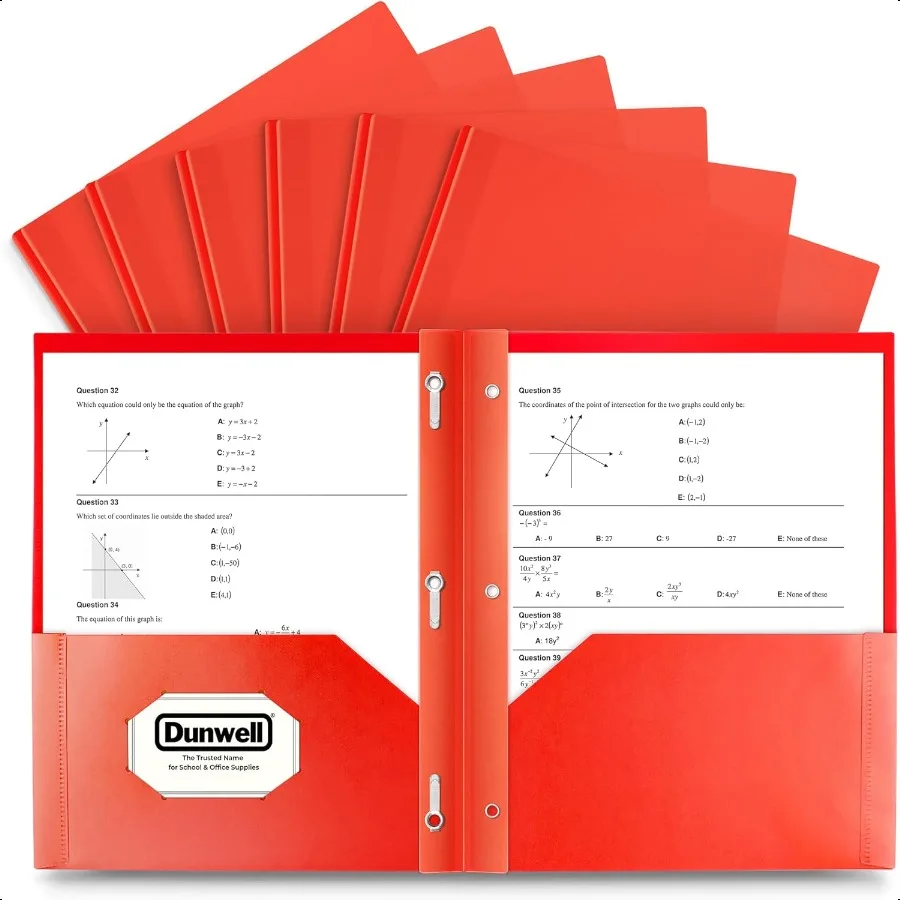 

Plastic Folders with 3 Prongs 12 Pack Red 2Pocket Folders with Fasteners Durable AcidFree Poly for Long Term Use Labels Include