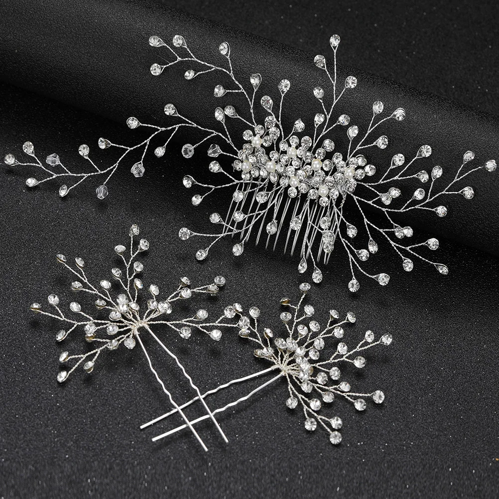 

Rhinestone Hair Comb Elegant Wedding Hairpin Bridal Accessories Decorative Bride Headdress Fashionable Prom Party Hair