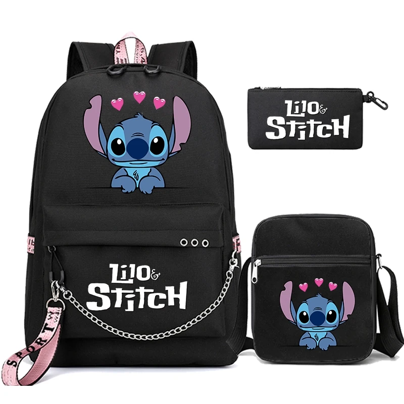 3Pcs/set Lilo Stitch Backpacks Printed Bookbag Travel Bag Student Teenagers Children Knapsack Boy Girl Schoolbag Daily Rucksack