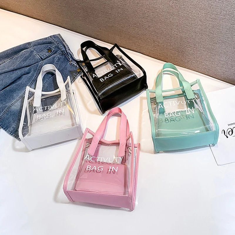 Fashion PVC Jelly Bag Women Transparent Handbags Summer Beach Clear Shoulder Bags Trendy Casual Crossbody Bags