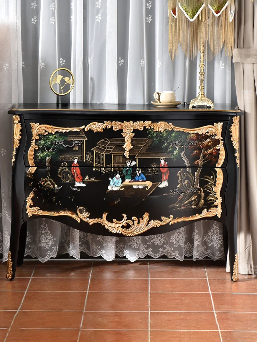 

FG11New Chinese Classical Entrance Cabinet Solid Wood Partition Living Room Painted Small Apartment Decoration Storage