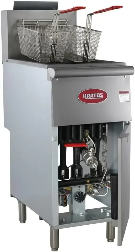 Kratos Commercial Deep Fryer (Liquid Propane) - Three Heating Tubes, Floor Standing, 40 lb. Capacity, 90,000 Total BTU,