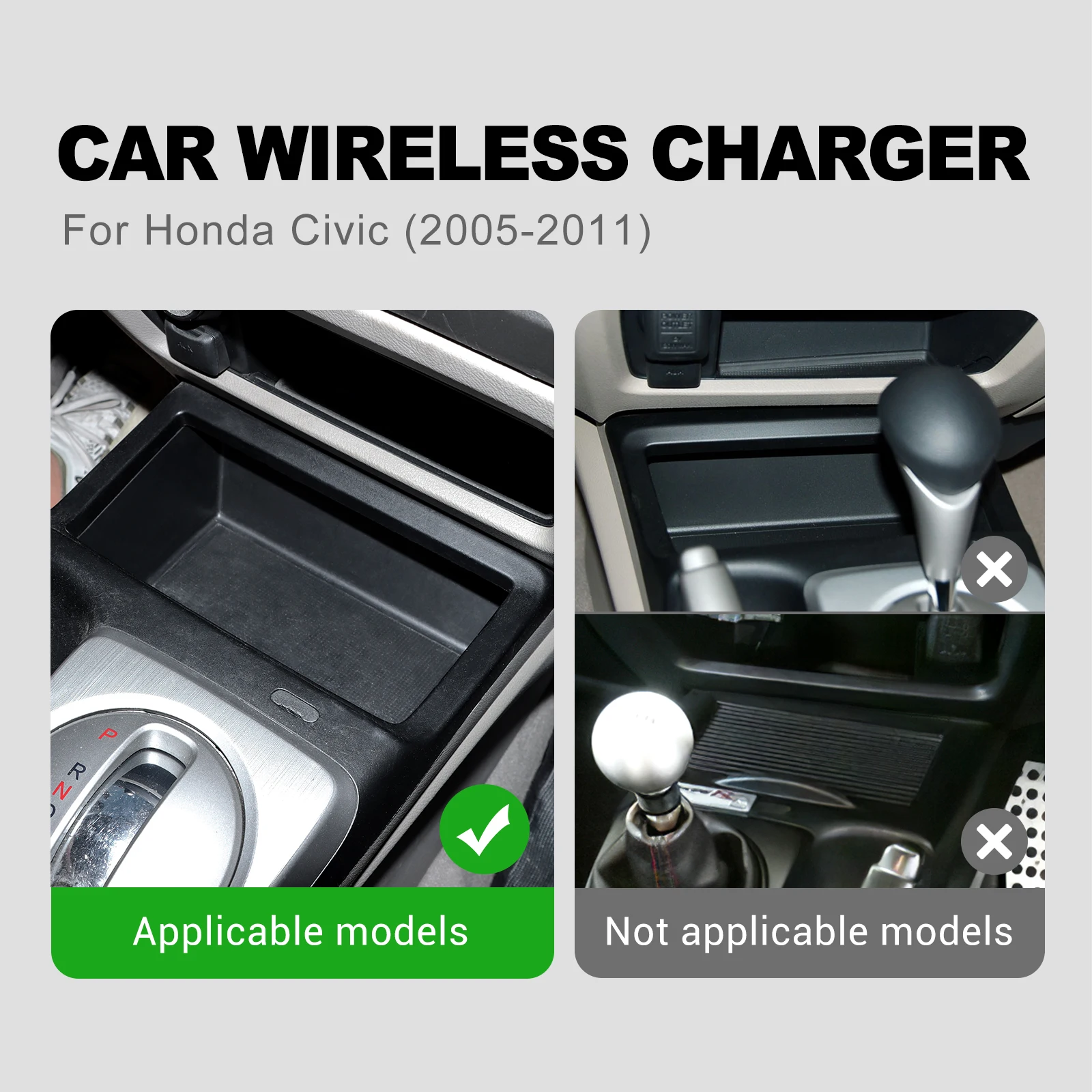 for Honda Civic 2005 2006 2007 2008 2009 2010 2011 Car Wireless Charger Mobile Phone Fast Charging Holder 15W Charger Board