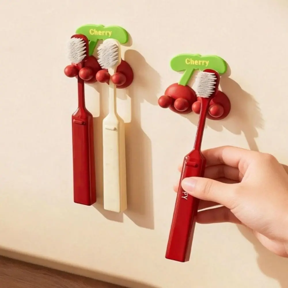 Self Adhesive Fruit Shaped Toothbrush Holder Waterproof Punch Free Hanging Toothbrush Stand Decorative Space Saving
