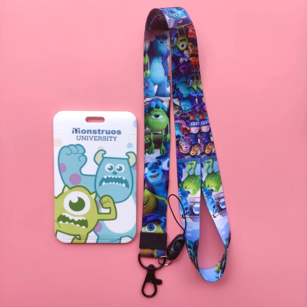 Disney Monsters University Men\'s Plastic Anime ID Card Holder Fashion Badge Sliding Work Name Tag Bus Lanyard Card Holder