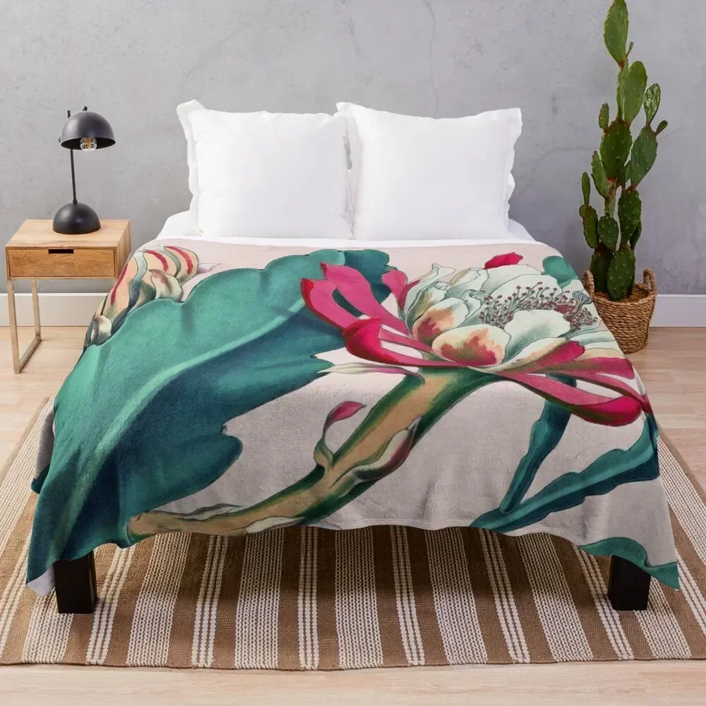 

Flowering cactus Throw Blanket Cozy Sofa Blanket for TV Watching Napping