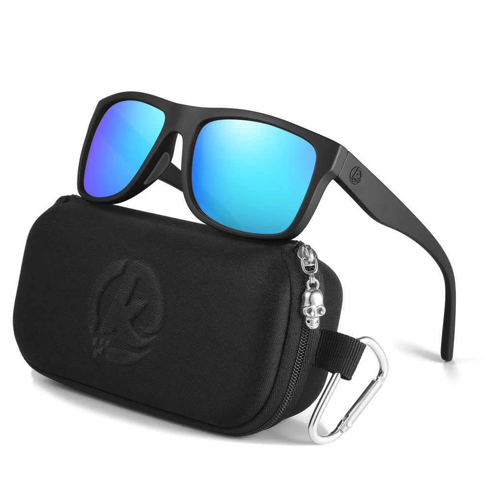 Kdeam polarisierte Sonnenbrille Männer Sport drei dimensionale Marke Logo tr90 quadratische Sonnenbrille ganz schwarz mit Reiß verschluss Fall kd0721 – Detail 21
