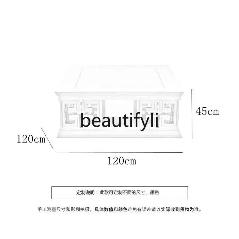 E182 American rural solid wood coffee table simple European square white living room square coffee table light luxury furniture