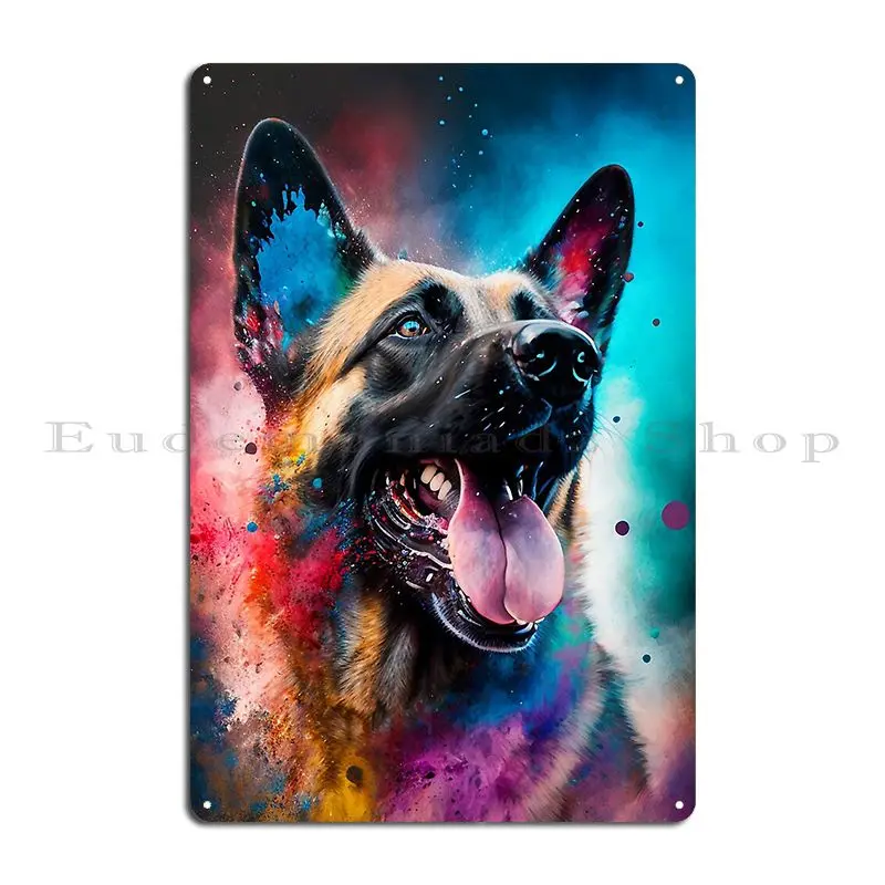 Belgian Malinois Dog Synesthetic Splash Painting Art Metal Sign Personalized Party Plates Kitchen Customized Tin Sign Poster