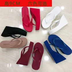 Rubber Flip Flops House Slippers Platform Shoes Women Heels Shale Female Beach Luxury Slides On A Wedge Hawaiian High Sabot Desi