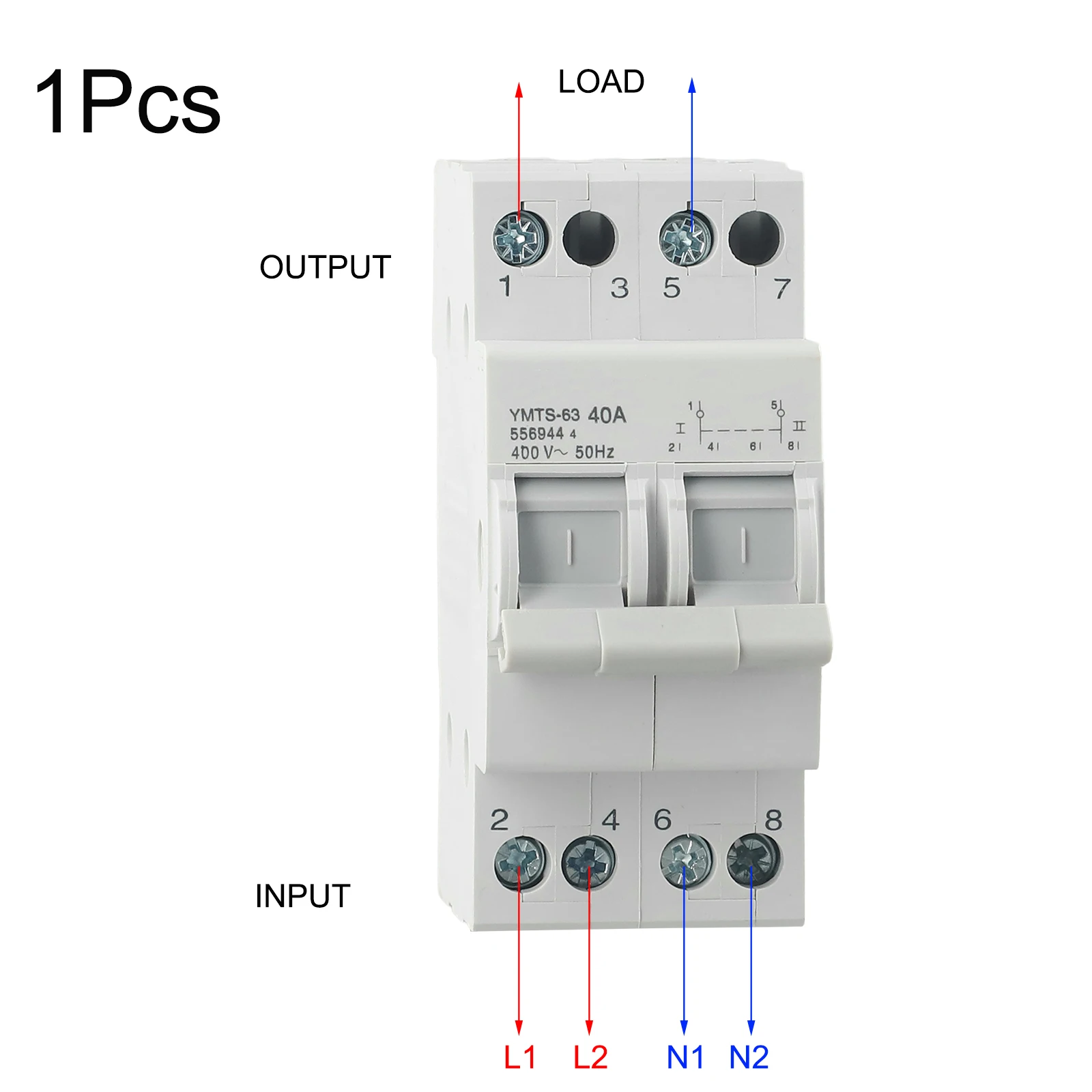 2 Pole 1PCS 40A 63A Miniature Circuit Breaker For MTS Dual Power Manual Transfer Switch Interlock Compatible With AC400V Rating
