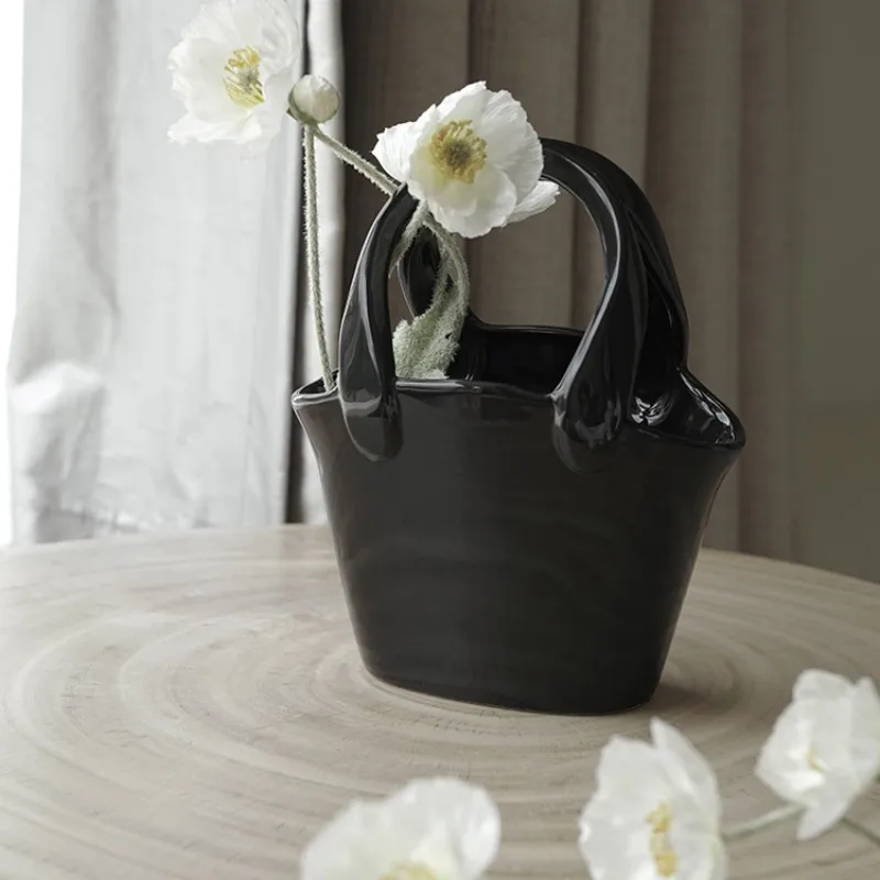 Black Small Creative Bag Basket Vase Can Be Used For Hydroponics Household Decoration