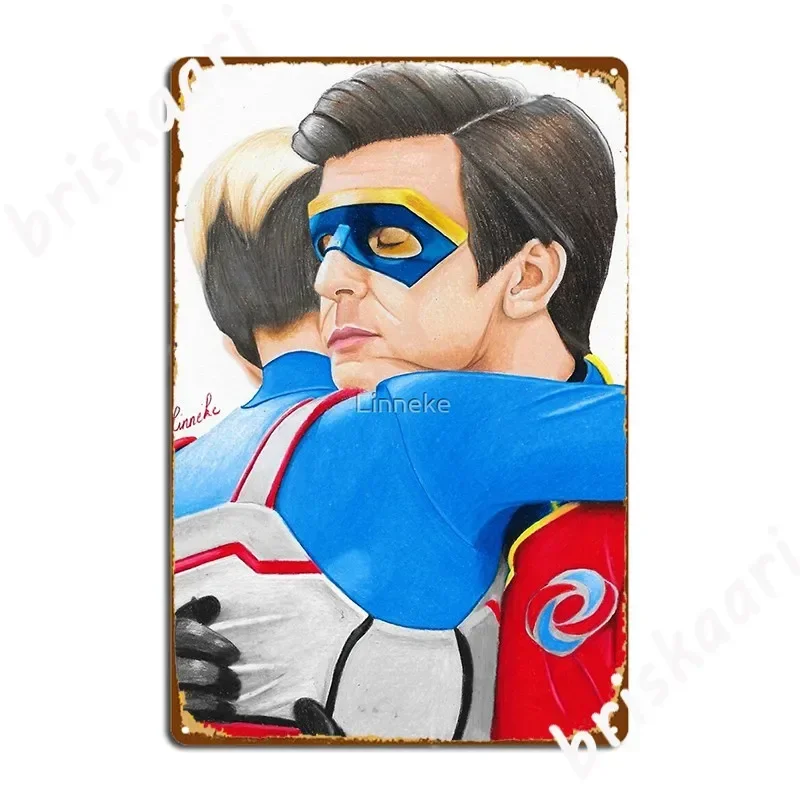 Captain Man And Kid Danger Hug Traditional Metal Sign Cinema Garage personalized Poster Wall Tin sign Poster