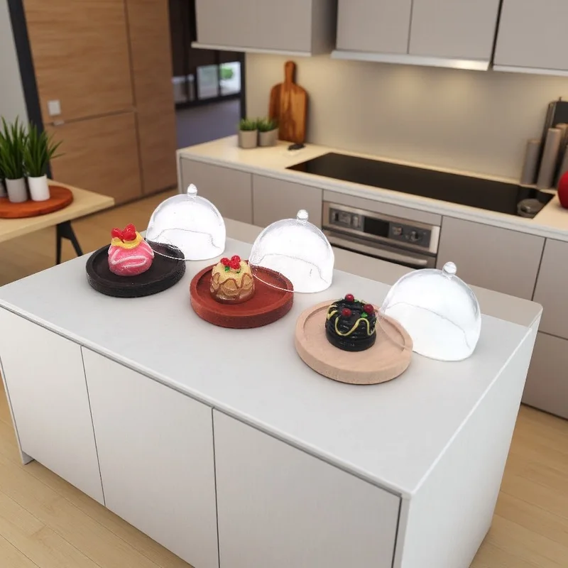 미니어처 주방 베이킹 장난감 케이크 커버 인형집 액세서리 놀이 음식 모델 인형집 및 수집품에 이상적